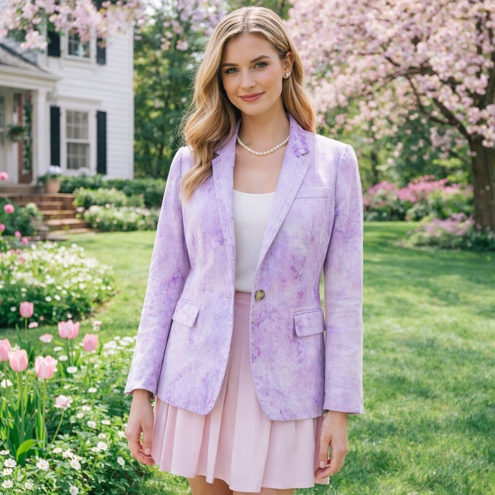 J.CREW LINEN WILLA SCHOOLBOY BLAZER JACKET LILAC LAVENDER PURPLE SIZE 4 NWOT